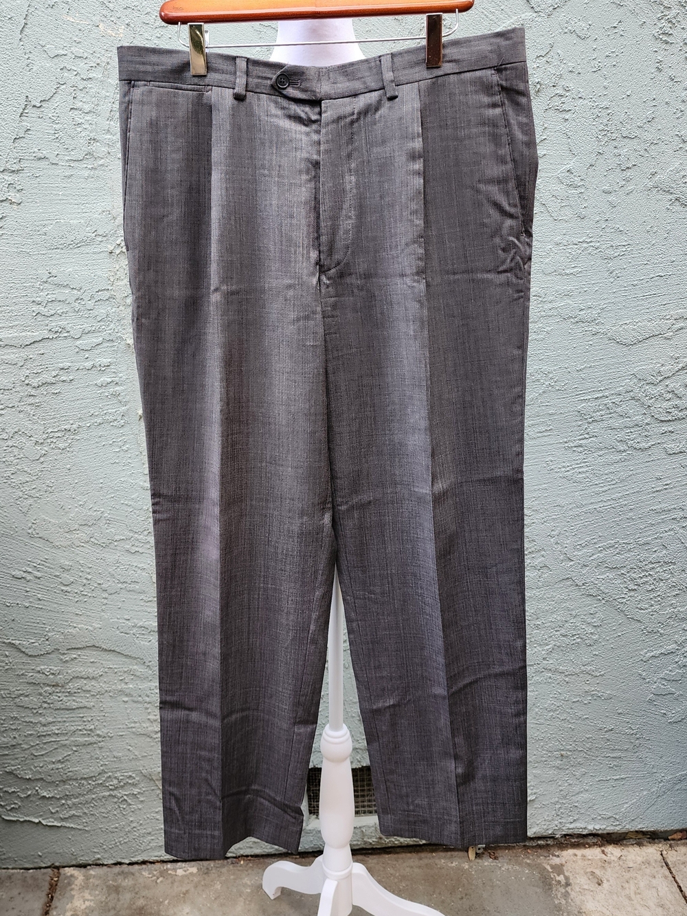 34x29 Marks & Spencer Collezione Gray Sngl Pleat Dress Pants Trousers WoolCashmr